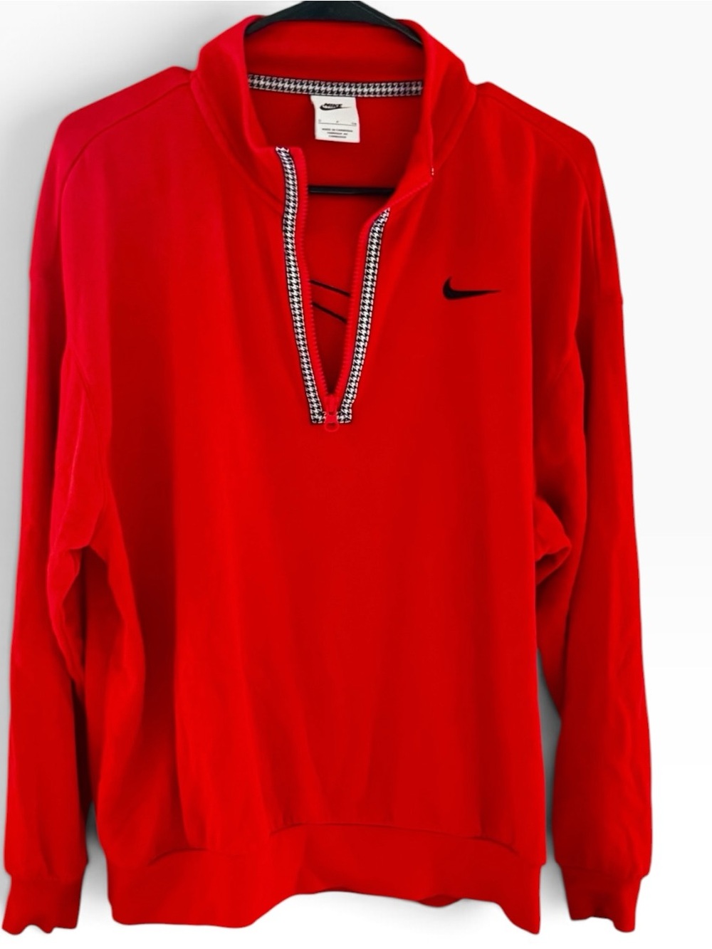 Nike Women's  Half-Zip  Athletic Sporty Cozy Sweater with Black Swoosh Sz S